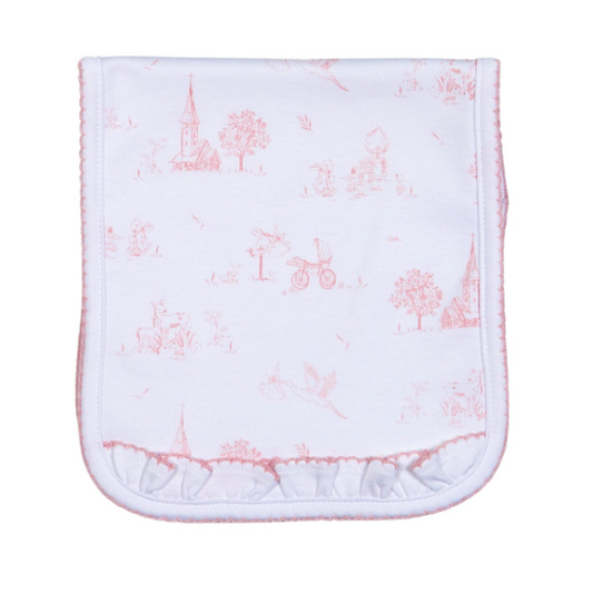 Pink Baby Toile Pima Burp Pad
