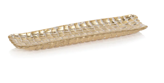 Braided Rectangular Glass Tray