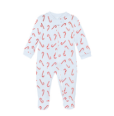 Light Blue Candy Cane Zipper Footie