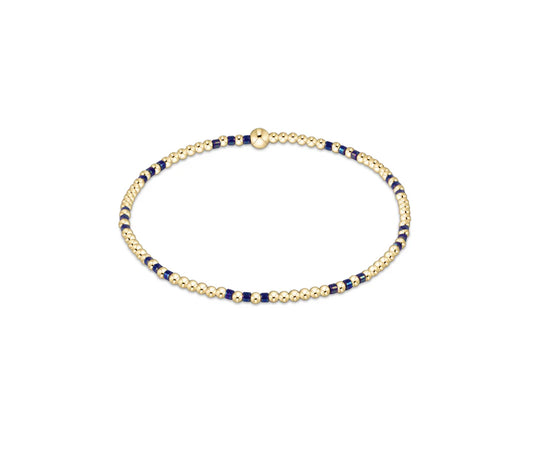 Hope Joy Pattern 2mm Bead Bracelet - Blue Metallic