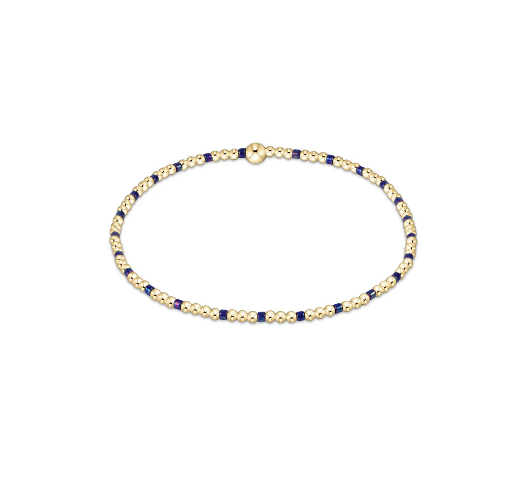 Hope Sincerity Pattern 2mm Bead Bracelet - Blue Metallic