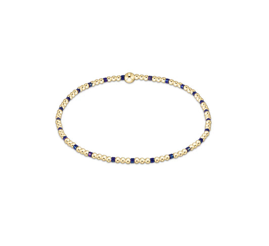 Hope Sincerity Pattern 2mm Bead Bracelet - Blue Metallic
