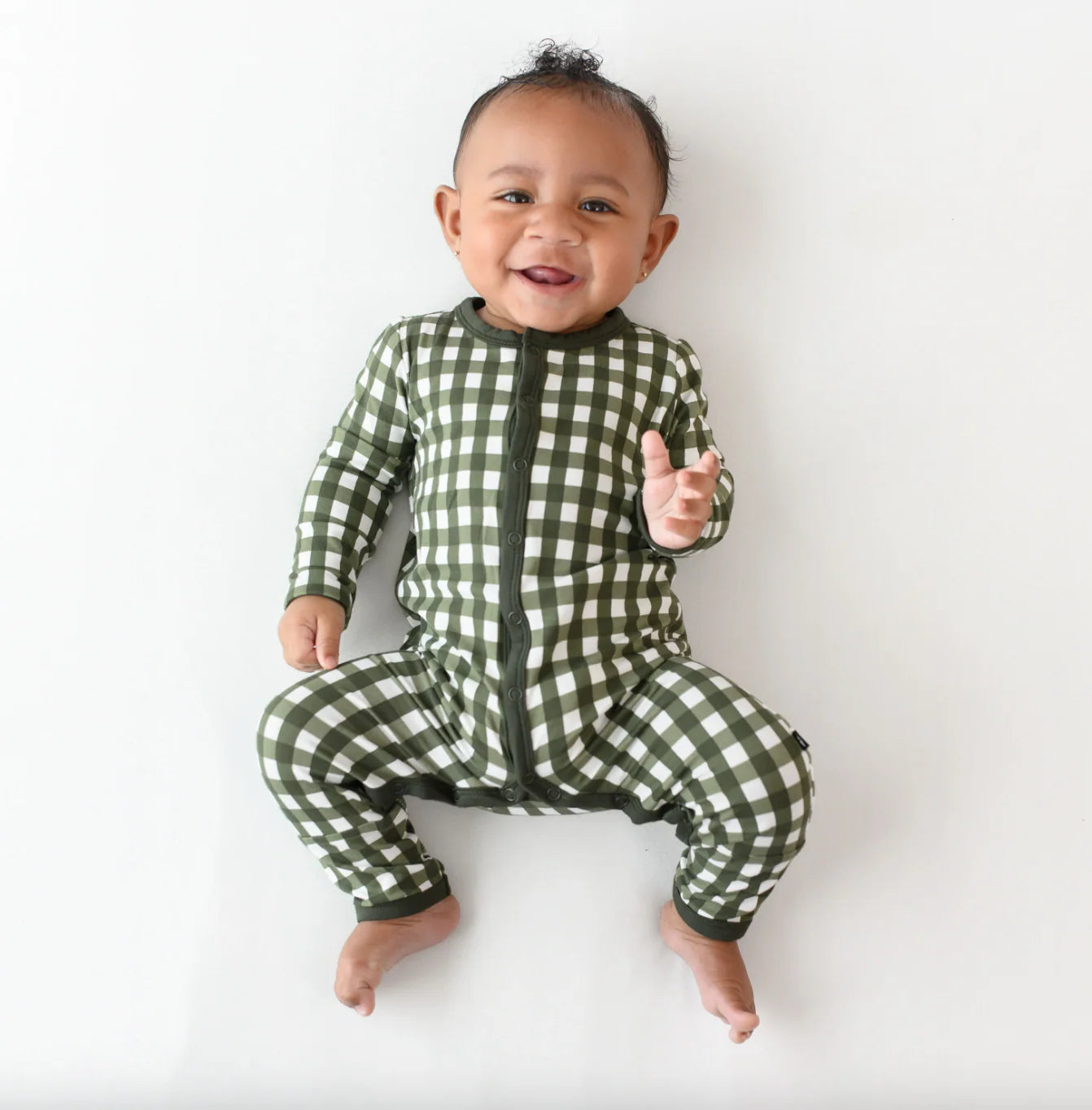 Zippered Footie in Gingham Fir
