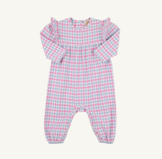 Angel Sleeve Flannel Plaid Romper