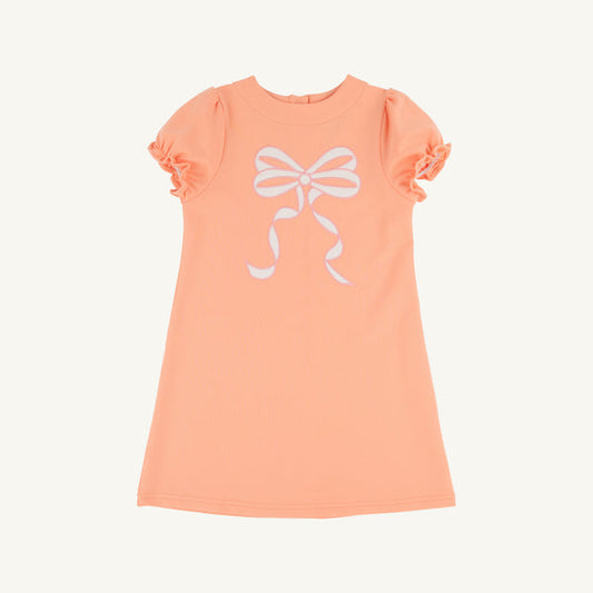 Short Sleeve Eliza's Applique Dress - Seashore Sorbet w/Pink Bow