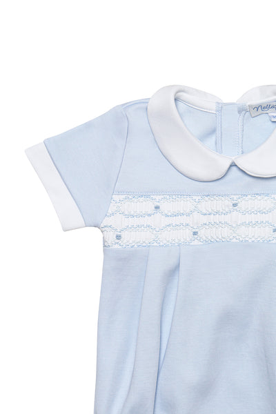 Signature Blue Smocked Boys Bubble