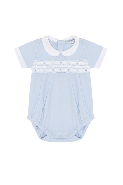 Signature Blue Smocked Boys Bubble
