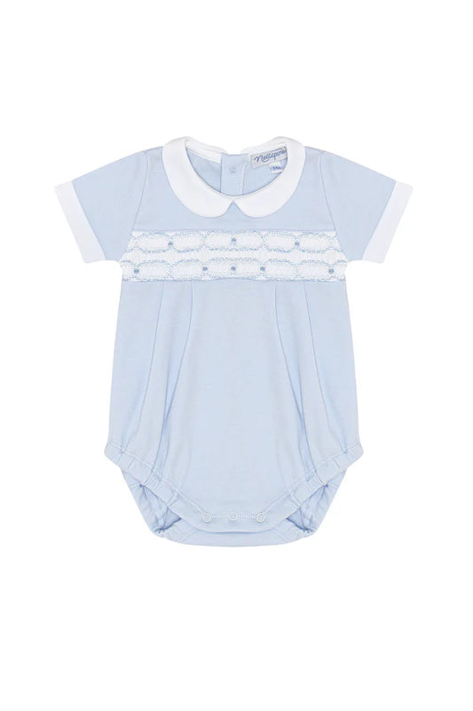 Signature Blue Smocked Boys Bubble