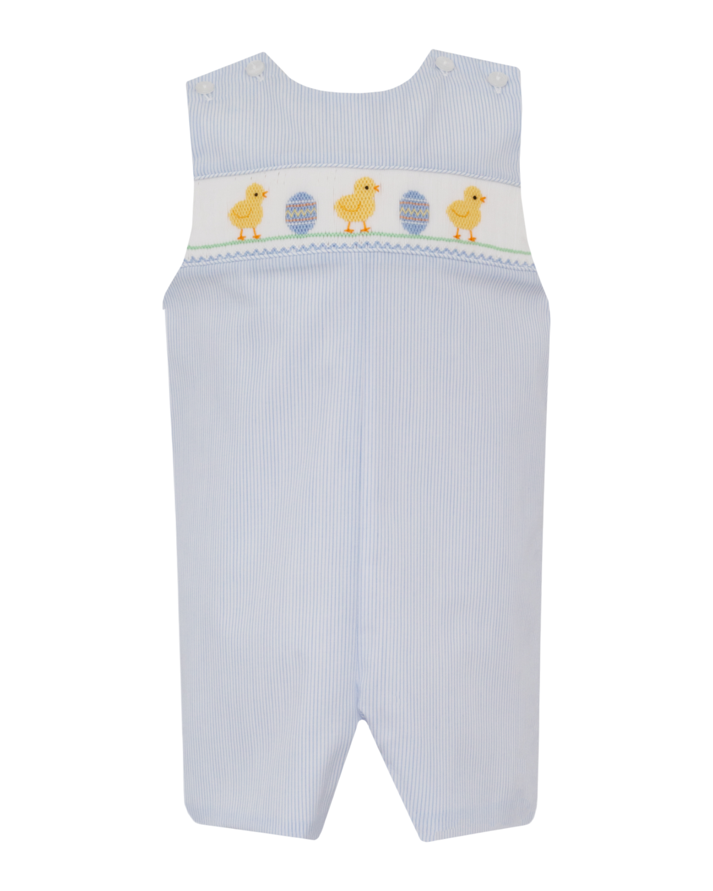Smocked Easter Chicks Blue Stripe Boys Jon Jon