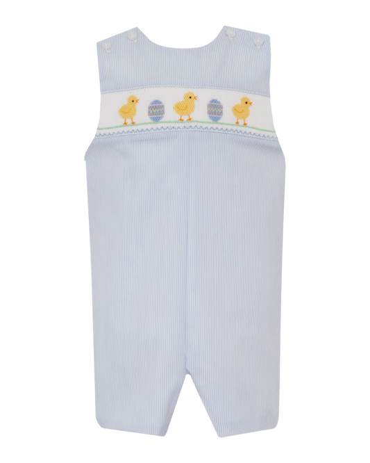 Smocked Easter Chicks Blue Stripe Boys Jon Jon