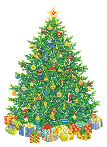 Christmas Tree - Ornament Tag W/Header 4 Pk