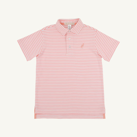 Prim and Proper Polo SS - Salmon Stripe