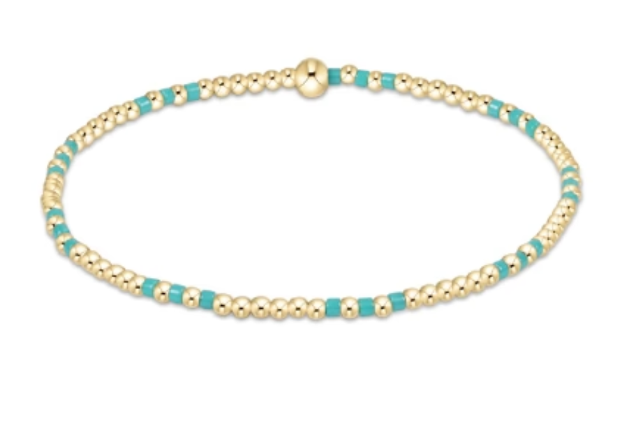 Hope Joy Pattern 2mm Bead Bracelet -Turquoise