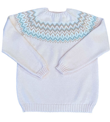 Fair Isle Herringbone Sweater Pink