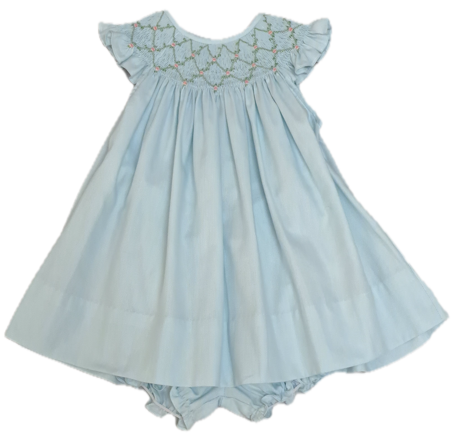 Mint Hand Smocked Bishop Dress