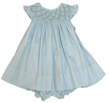 Mint Hand Smocked Bishop Dress