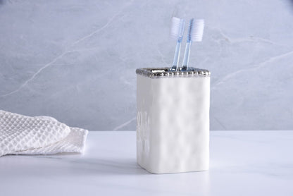 Toothbrush Holder w/ Silver Rim