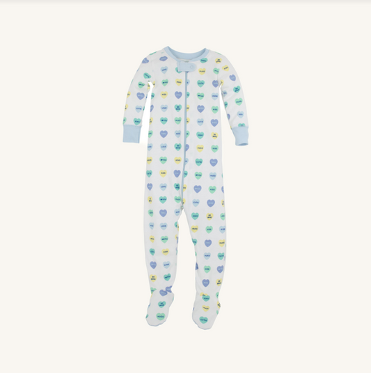 Knox's Night Night Footie- We Heart You Blue