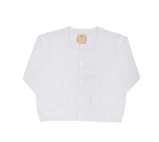 Cambridge Cardigan Pearl Button - Worth Ave White