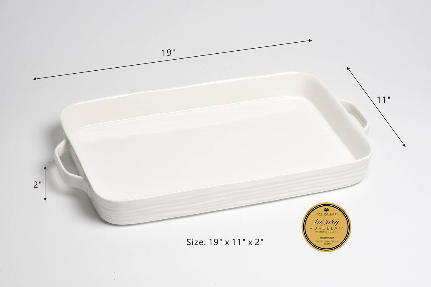 Le Blanc Rectangular Tray with Handles