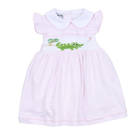 Pink Alligator Classics Smocked Collared  Flutters Dress Set