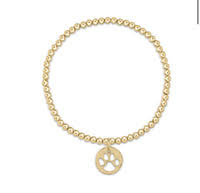 egirl Classic Gold 3mm Bead Bracelet - Paw Print Gold Disc