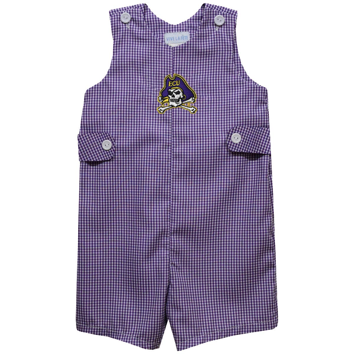 ECU Embroidered Purple Gingham  Jon Jon