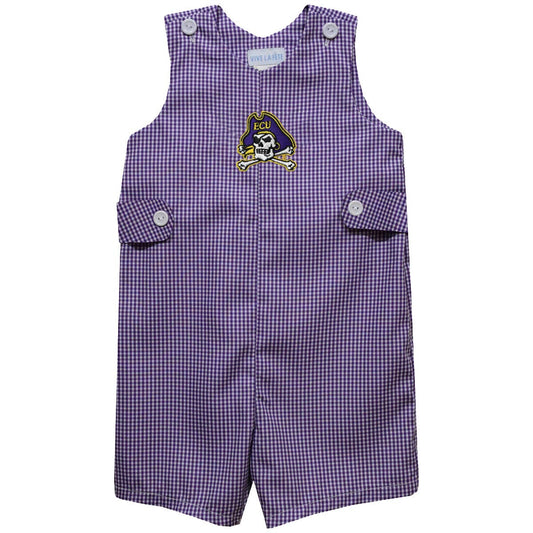 ECU Embroidered Purple Gingham  Jon Jon