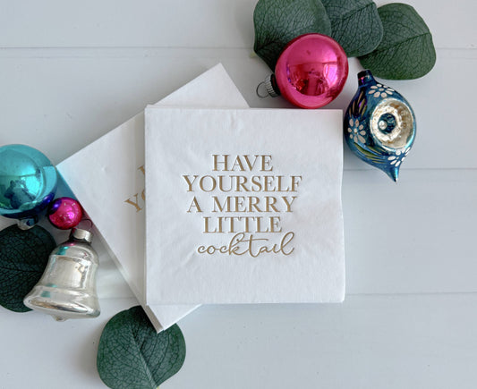 Have Yourself a Merry Little Cocktail Napkins - Gold