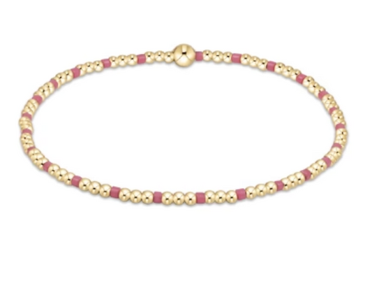 Hope Sincerity Pattern 2mm Bead Bracelet - Bright Pink