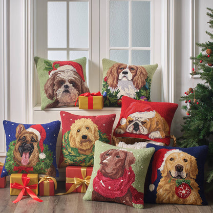 Retriever Dog With Ornament Hook Pillow - Christmas