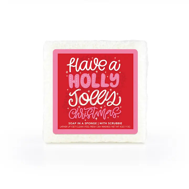 Have a Holly Jolly Christmas Soap in a Square Sponge 20+ washes