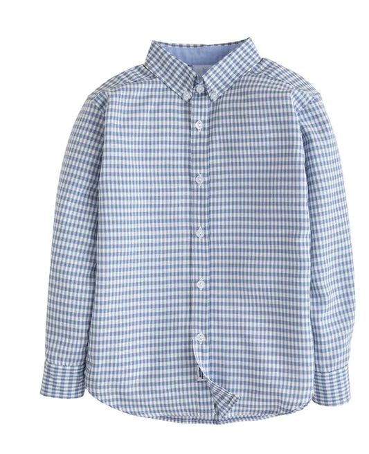 Button Down Shirt - Gray Blue Gingham