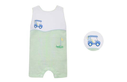 Green Seersucker Golf Romper
