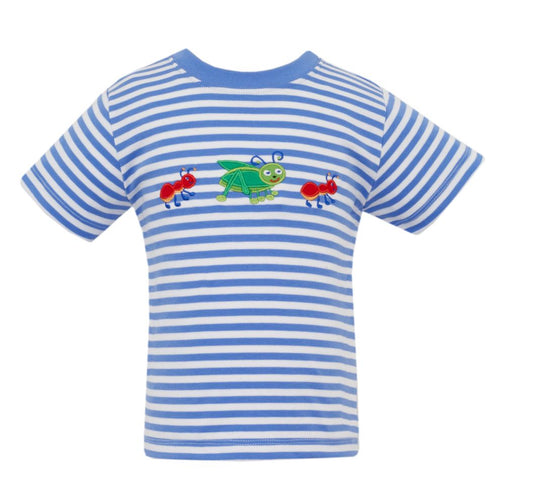 Bugs on Blue Striped Knit Shirt