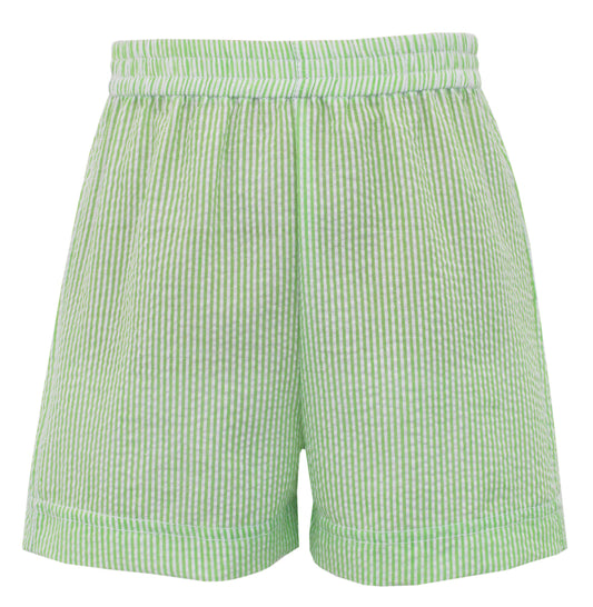 Green Seersucker Shorts