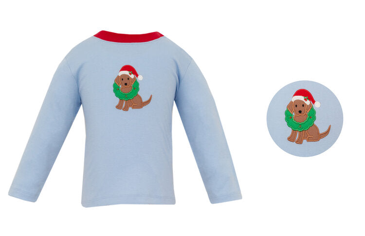 Boys Blue Knit Shirt Puppy