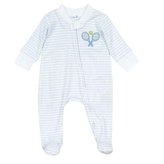 Blue Striped Tennis Zip Footie