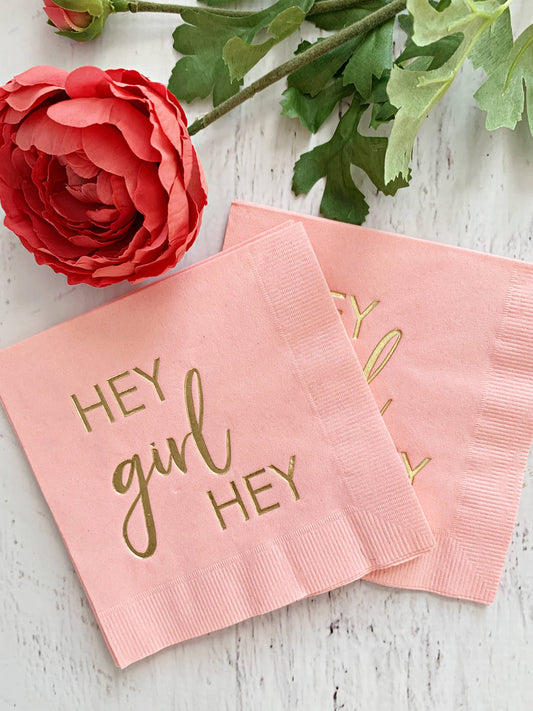Blush Pink Hey Girl Hey Cocktail Napkins | Set of 16