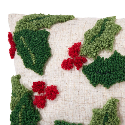 Holly w/Berries Tufted Pillow