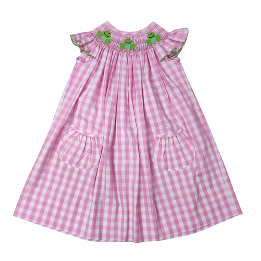 Pink Check Smocked Frogs Dress