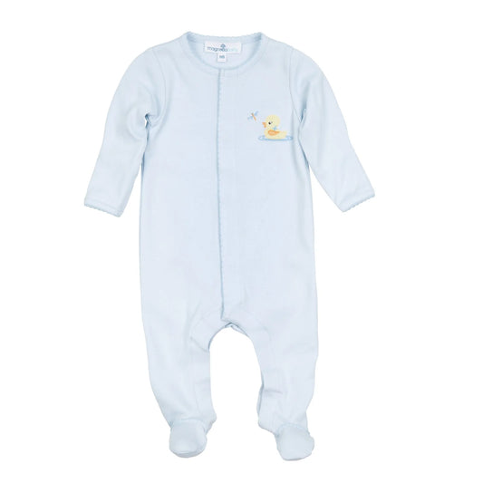 Duck Applique Footie - Light Blue