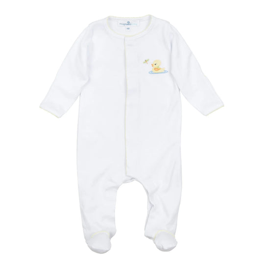Duck Applique Footie - White & Yellow