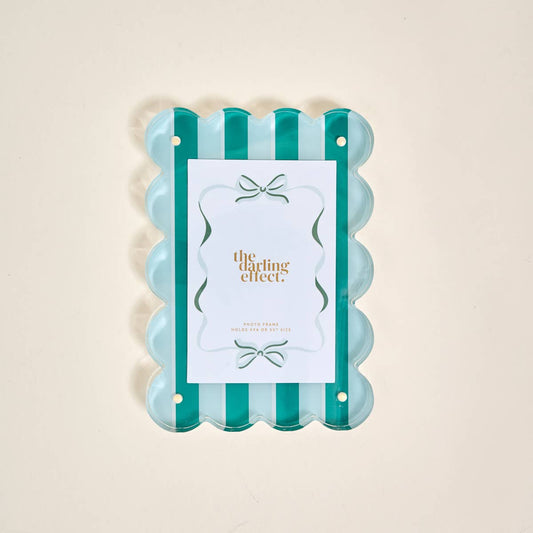 Rectangle Scalloped Picture Frame–Sicily Stripes Teal