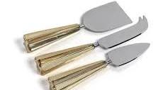 Cheese Knives Set w/Gold Handle