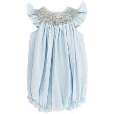 Blue w/Ecru Short Bishop Romper