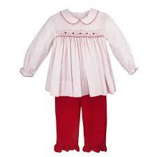 Girls Red Dot Smocked Top & Red Pant Set