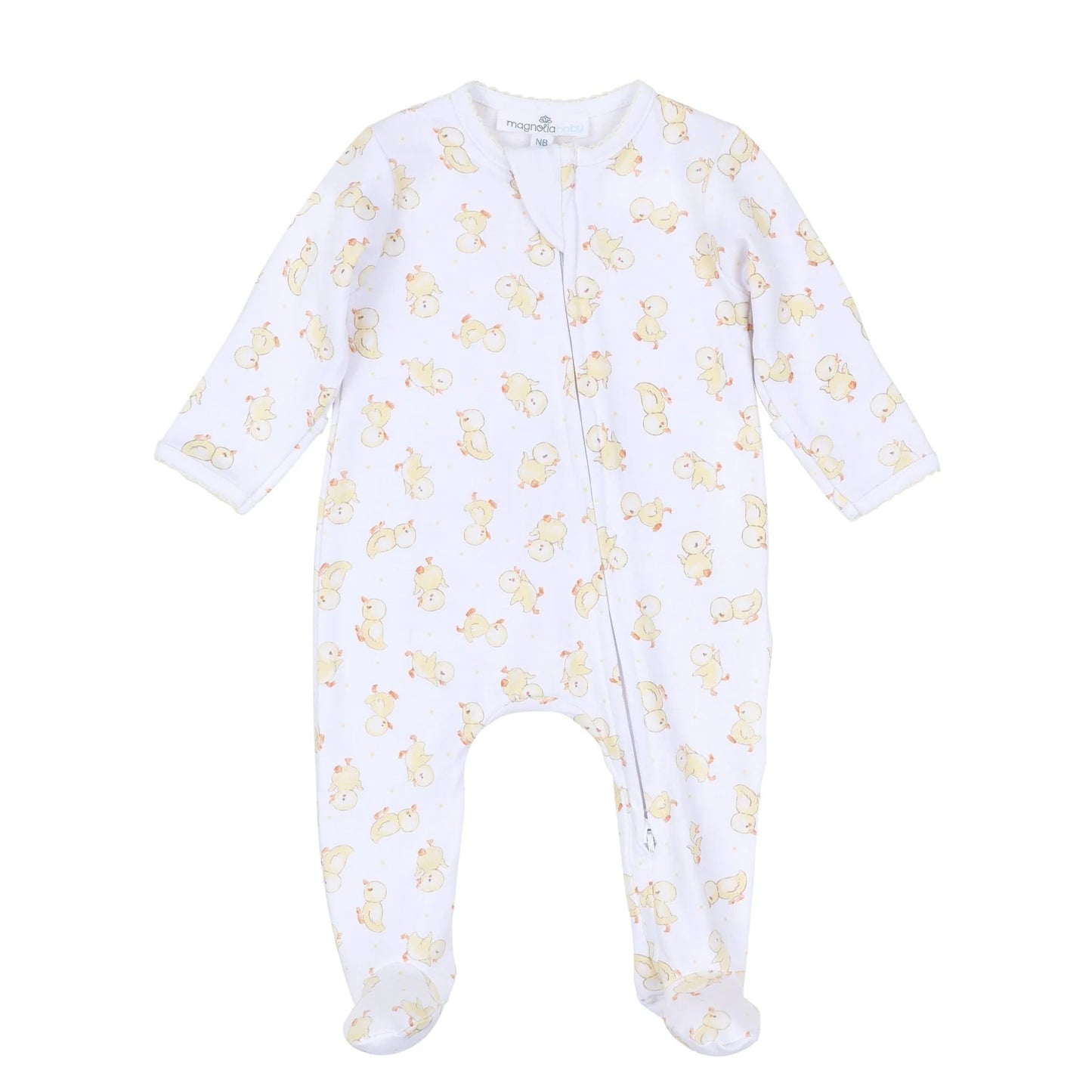 Downy Duckling Print Zipper Footie