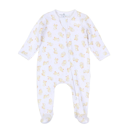 Downy Duckling Print Zipper Footie