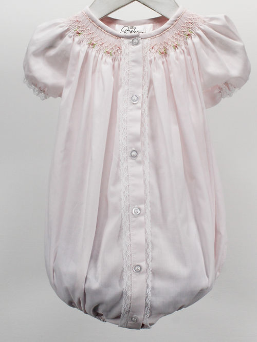 Pink Bubble w/Lace and Pink Smocked Flowers